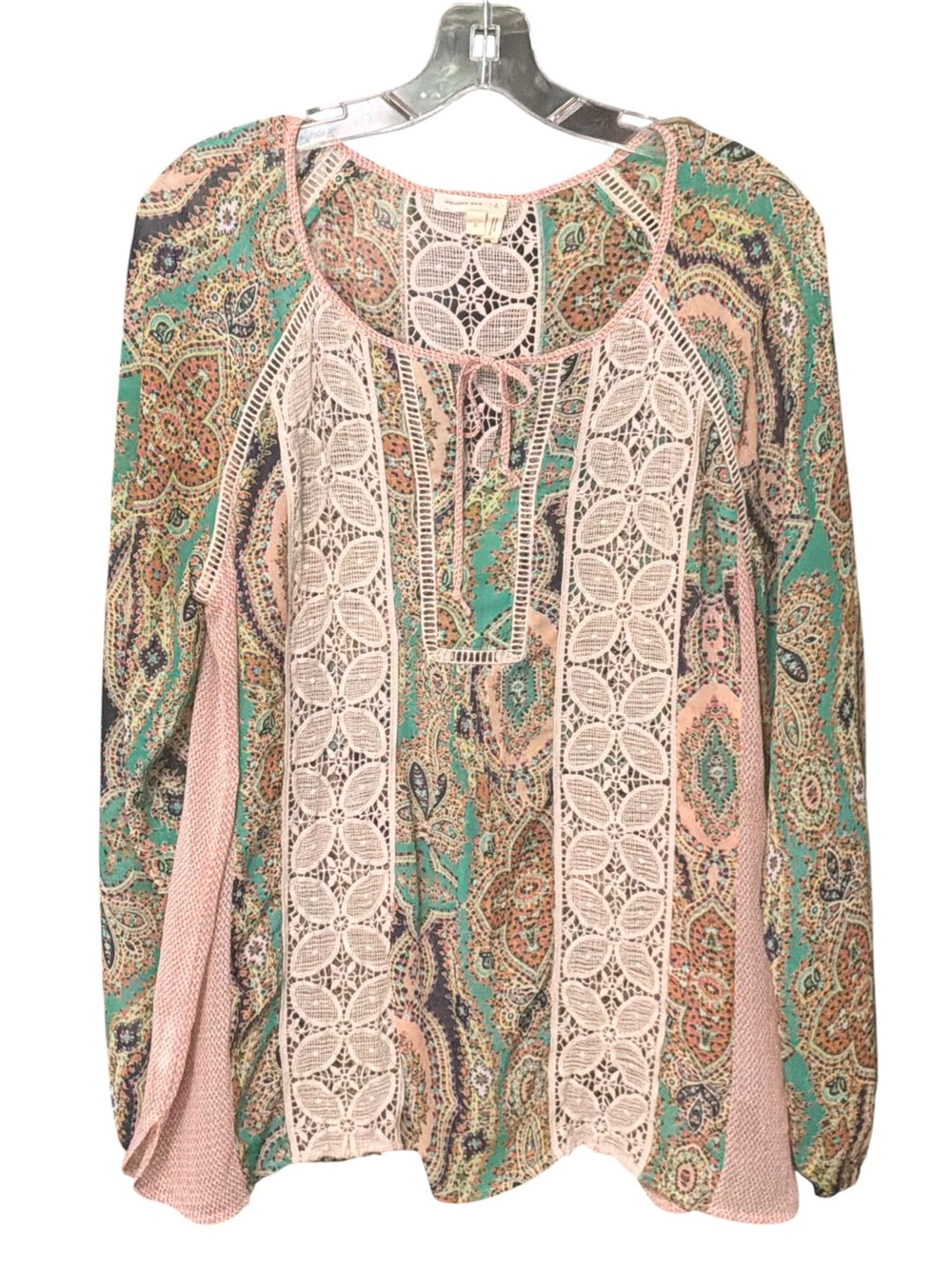 Anthropologie Meadow Rue GiadaBoho Paisley Lace-Panel Peasant blouse